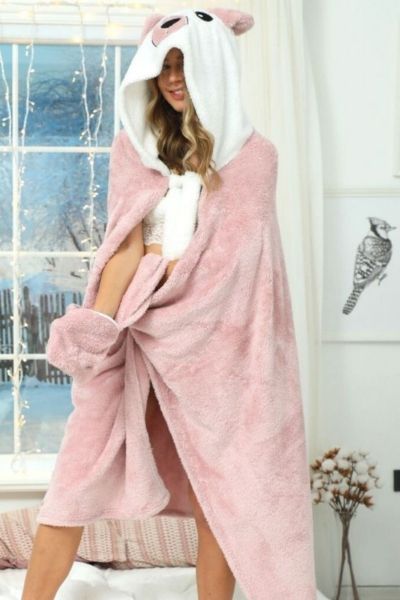 Ροζ Poncho- Ρομπα