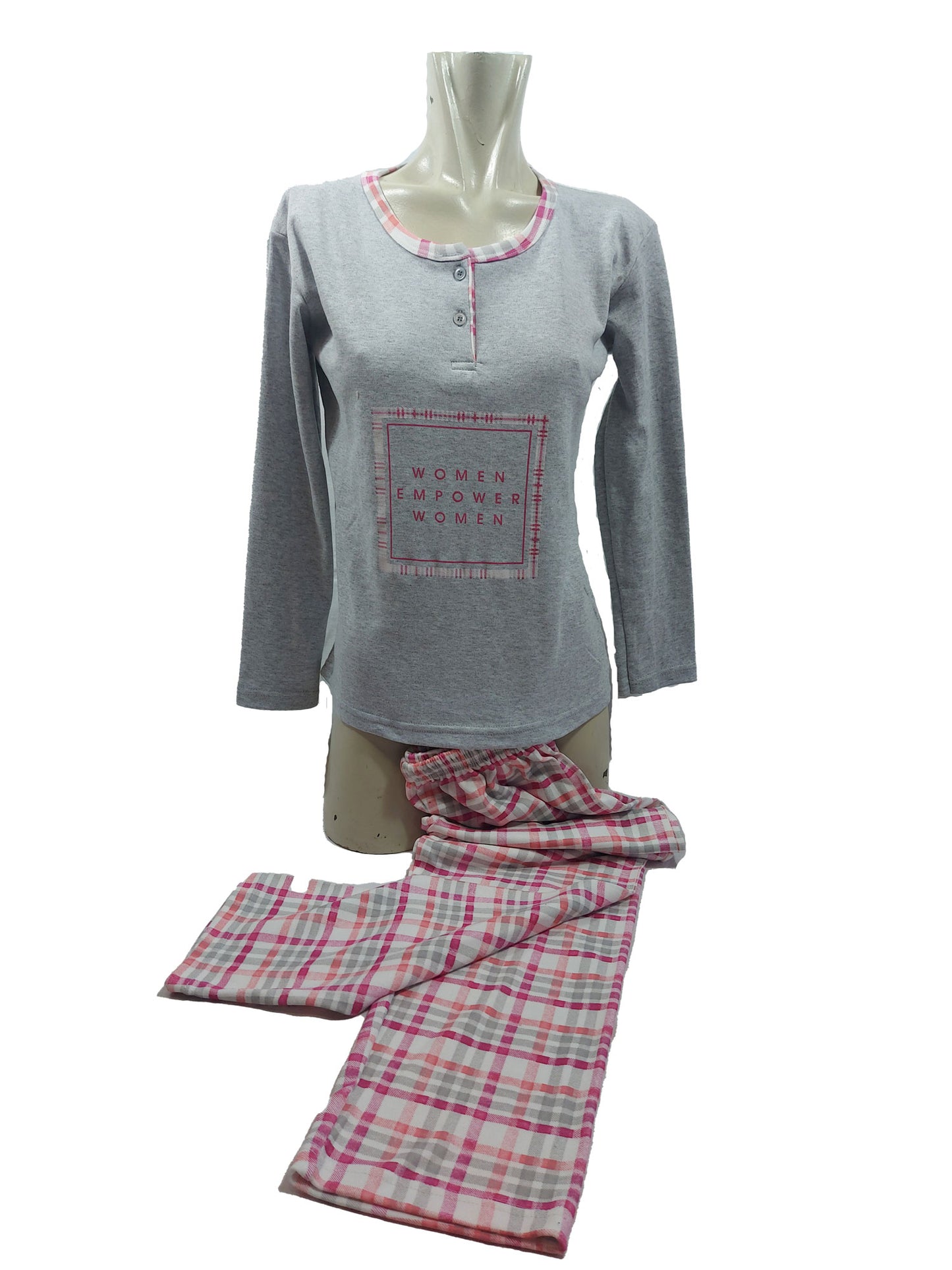 Γκρι Καρο Βαμβακερη Πυζαμα Goodnight